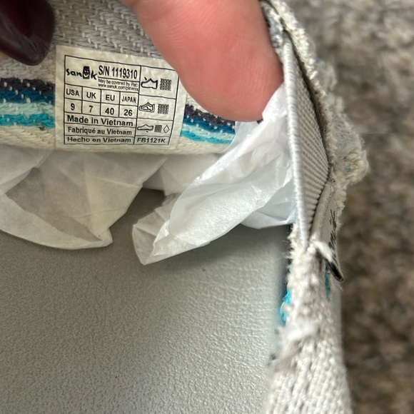 Sanuk Men’s Slip on Gray Canvas Foam Boat Shoes size 9 - Picture 6 of 8